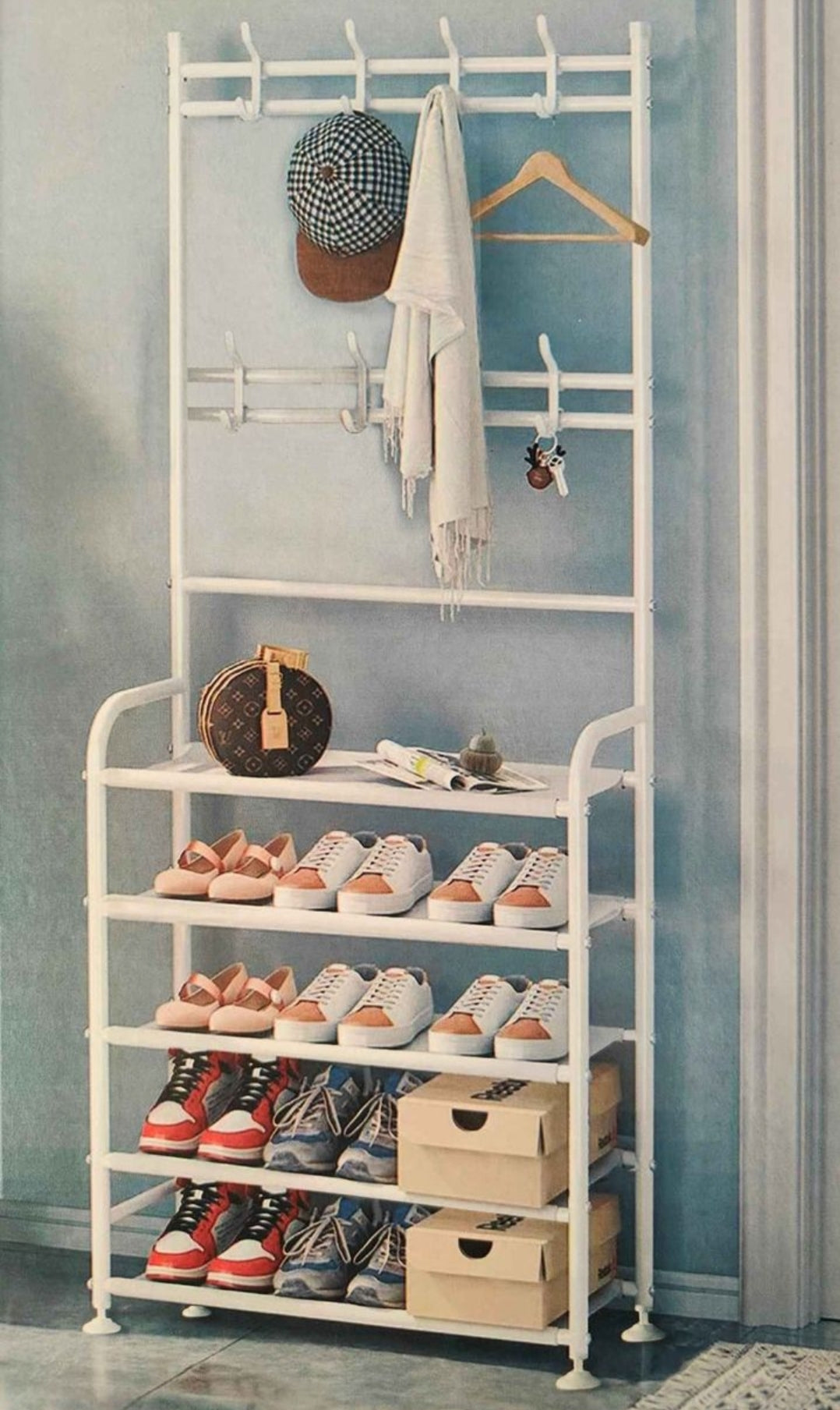Shoe Rack with Clothing Hooker