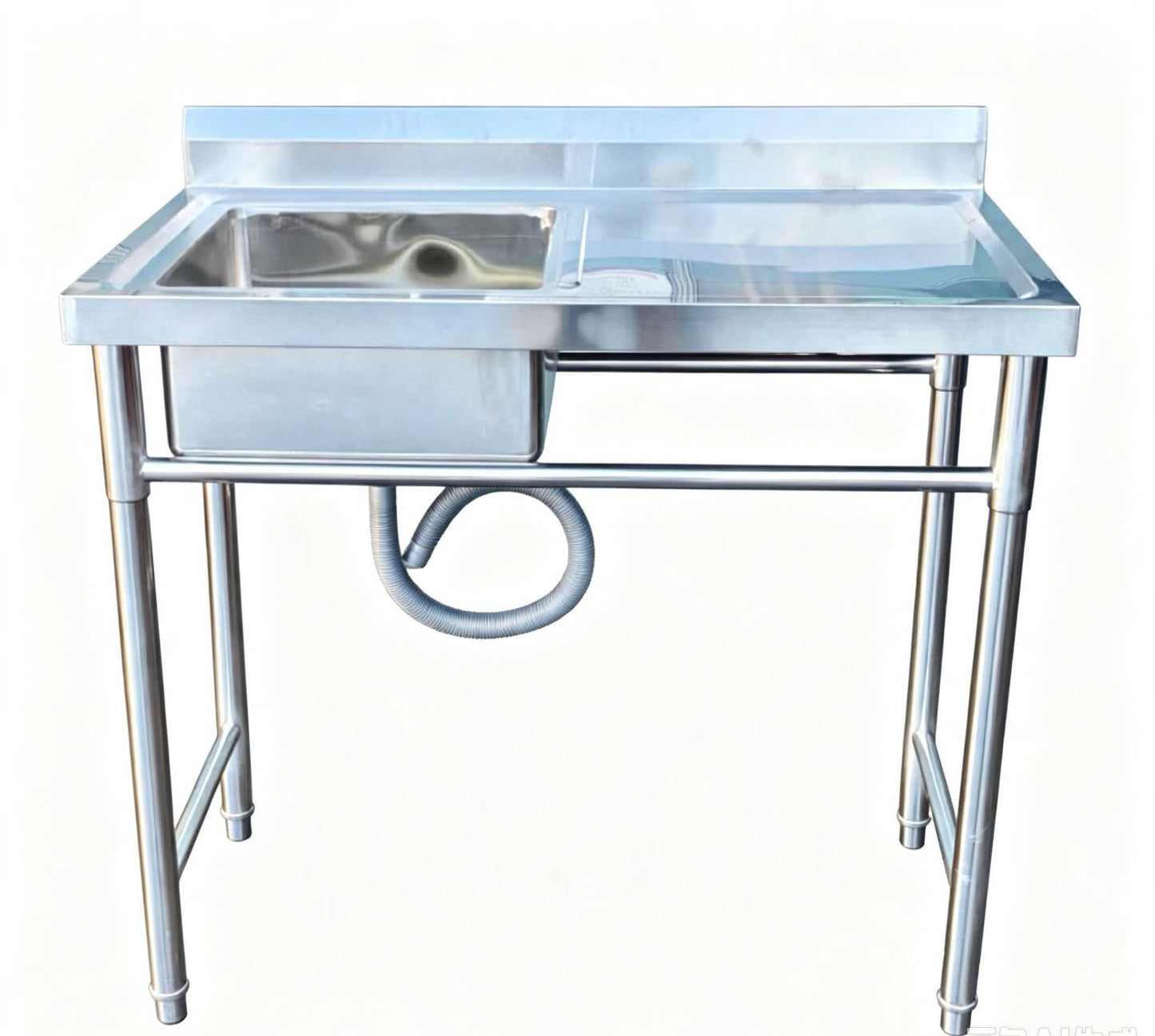 Stainless Steel Bench with Sink — Utility Sink Bench for Laundry or Garage 100L*60W*90cm H