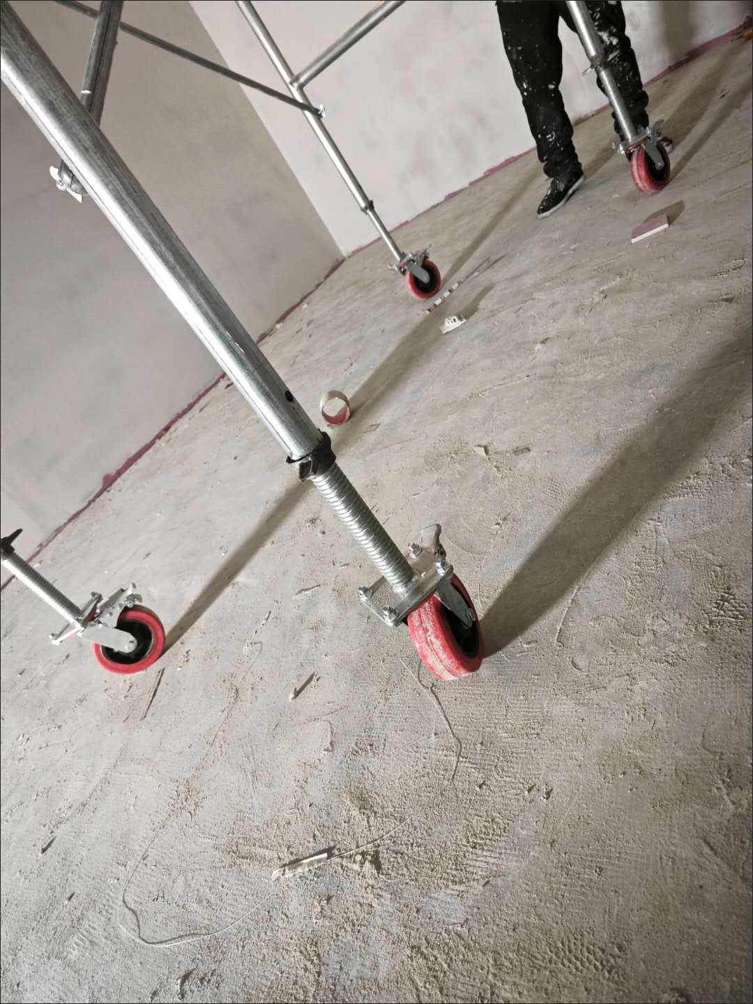 6" Heavy-Duty Adjustable Scaffold Caster Wheel | 35mm Thick Rod, 800mm Total Height