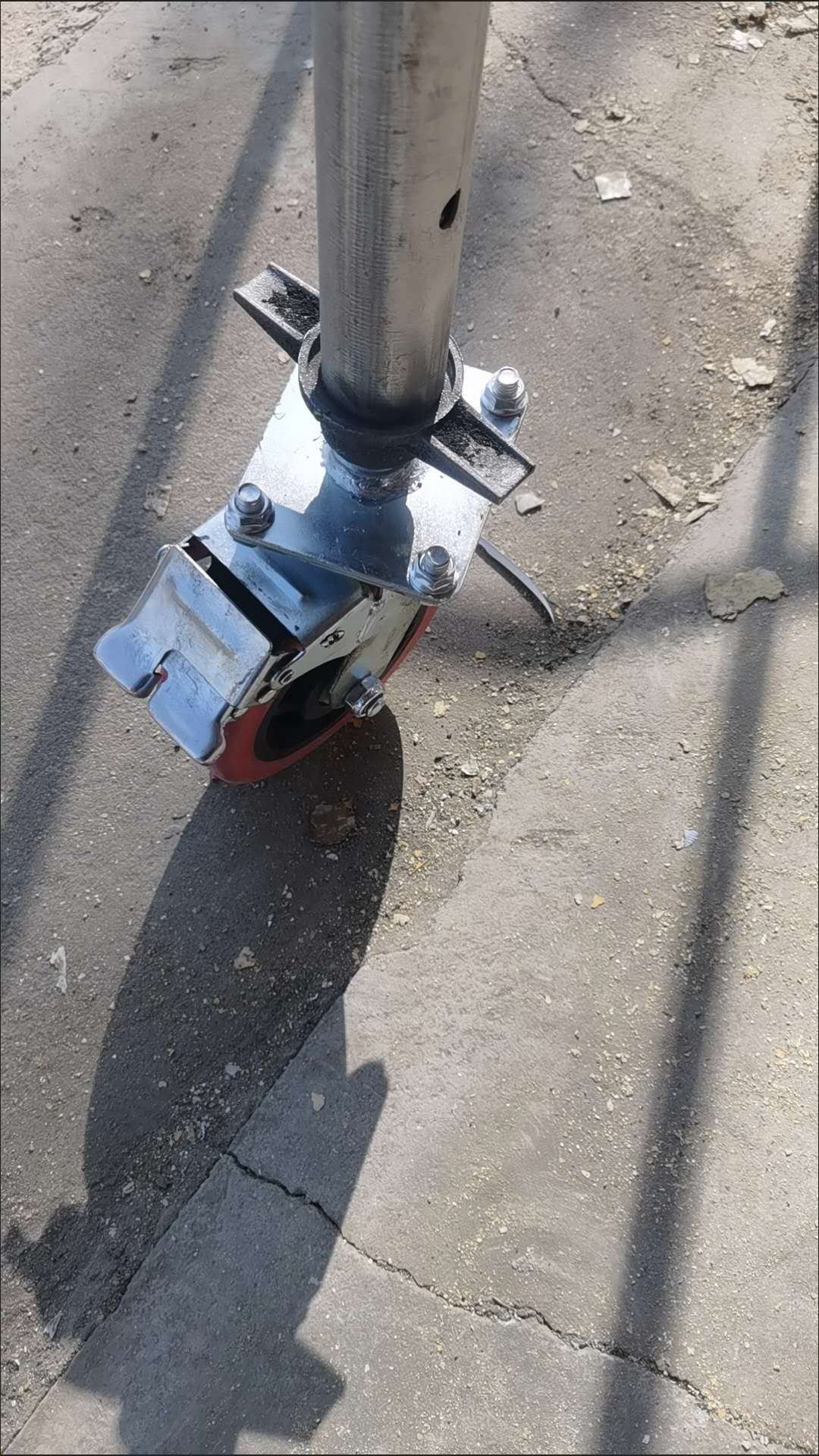 6" Heavy-Duty Adjustable Scaffold Caster Wheel | 35mm Thick Rod, 800mm Total Height