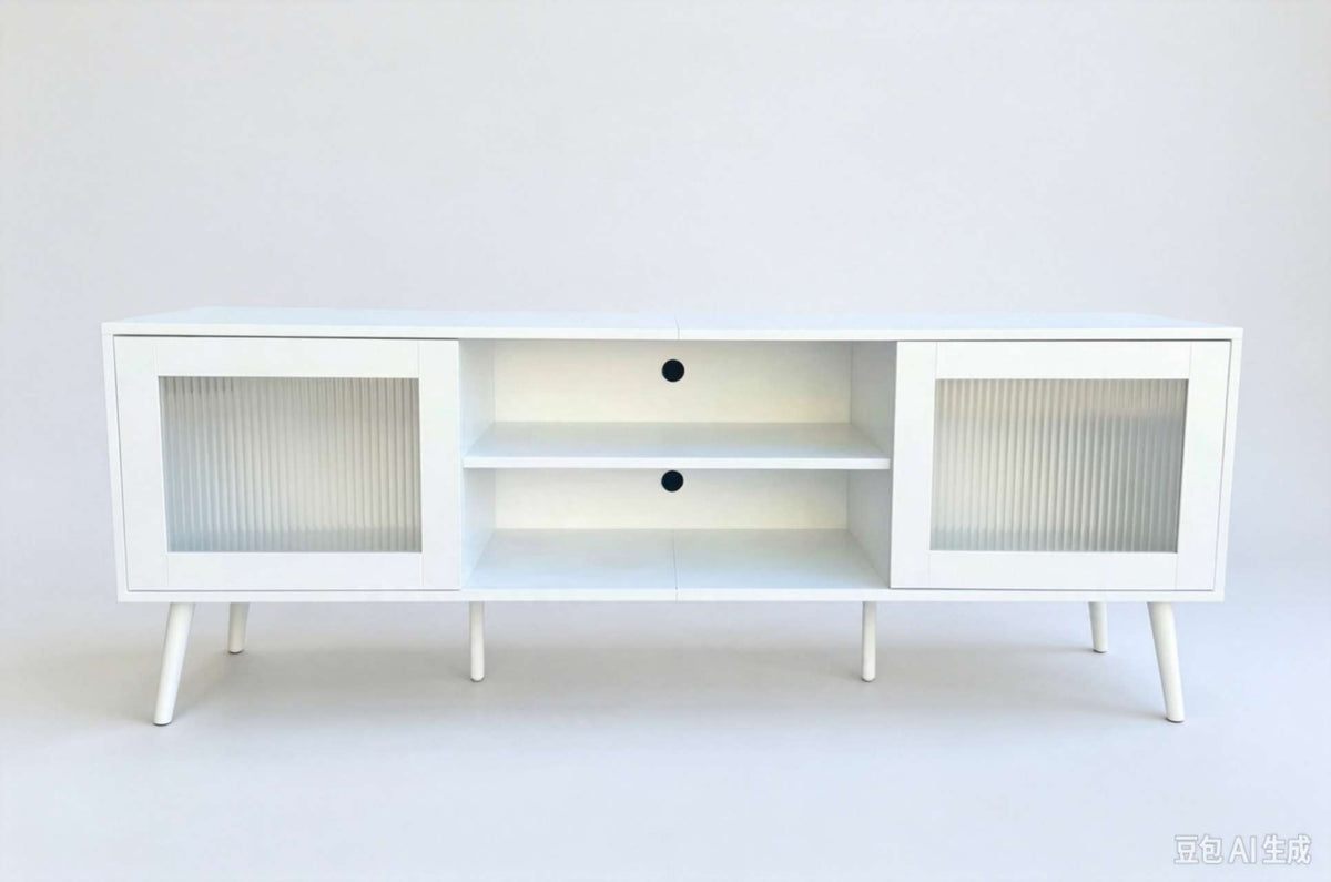 Modern White TV Unit with LED Light 160cm