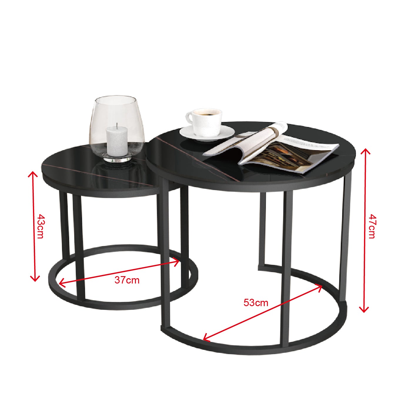 Ceramic Nesting Side Tables (Set of 2), Coffee Table, Tea Table