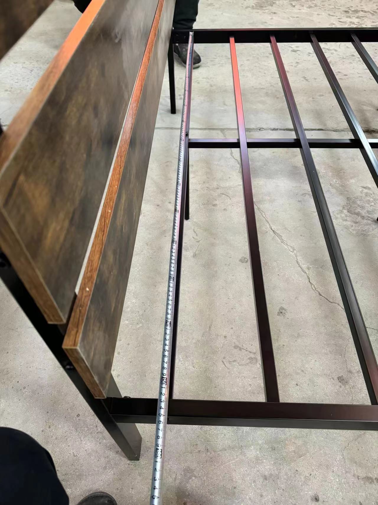 Rustic brown bed frame, side view - Tmart Living