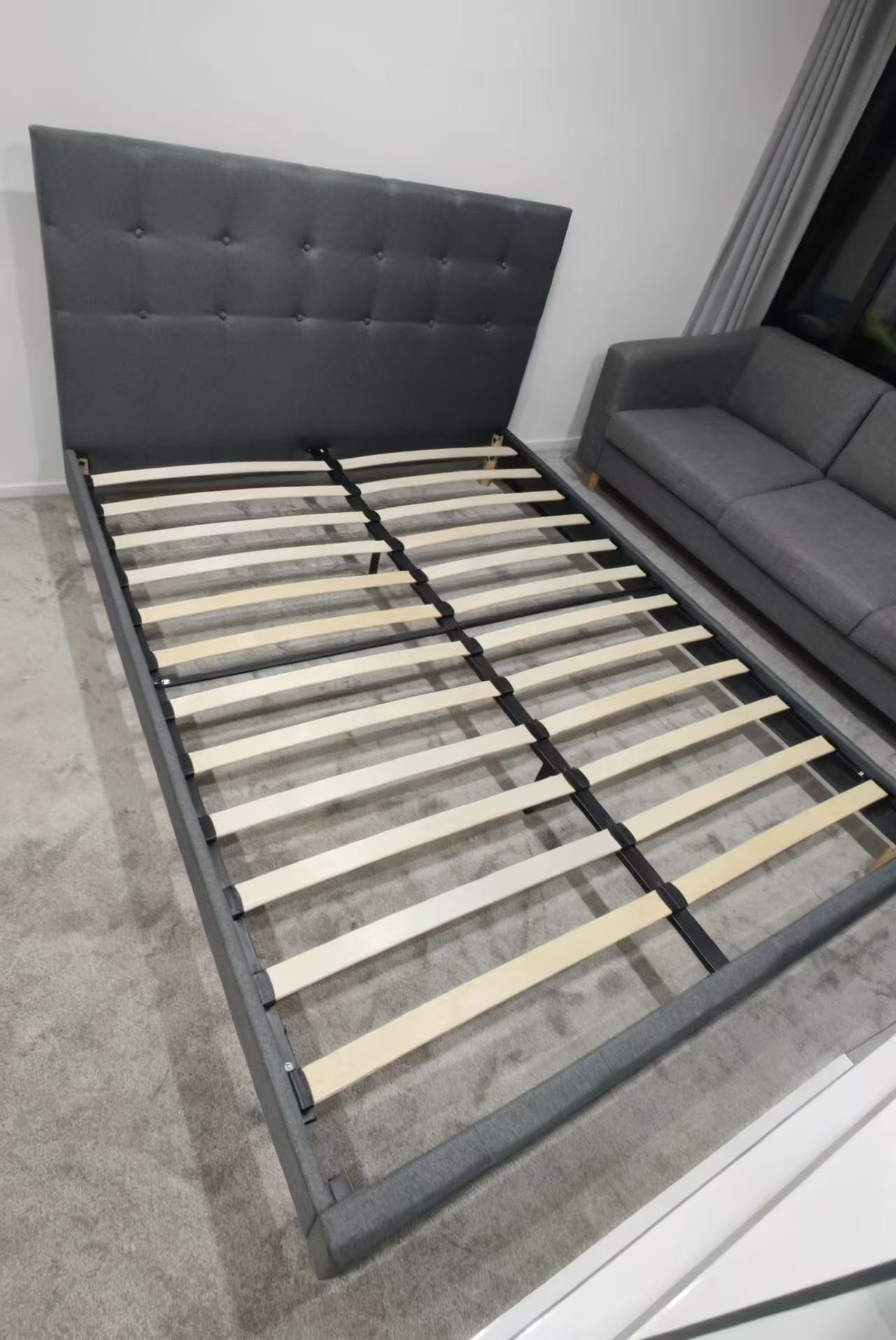 Flax Fabric Queen Bed Frame