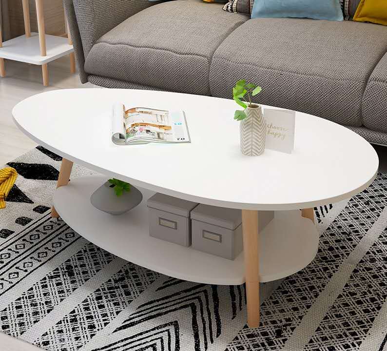 Simple Design IKEA Style Coffee Table with Solid Pine Legs white 100cm