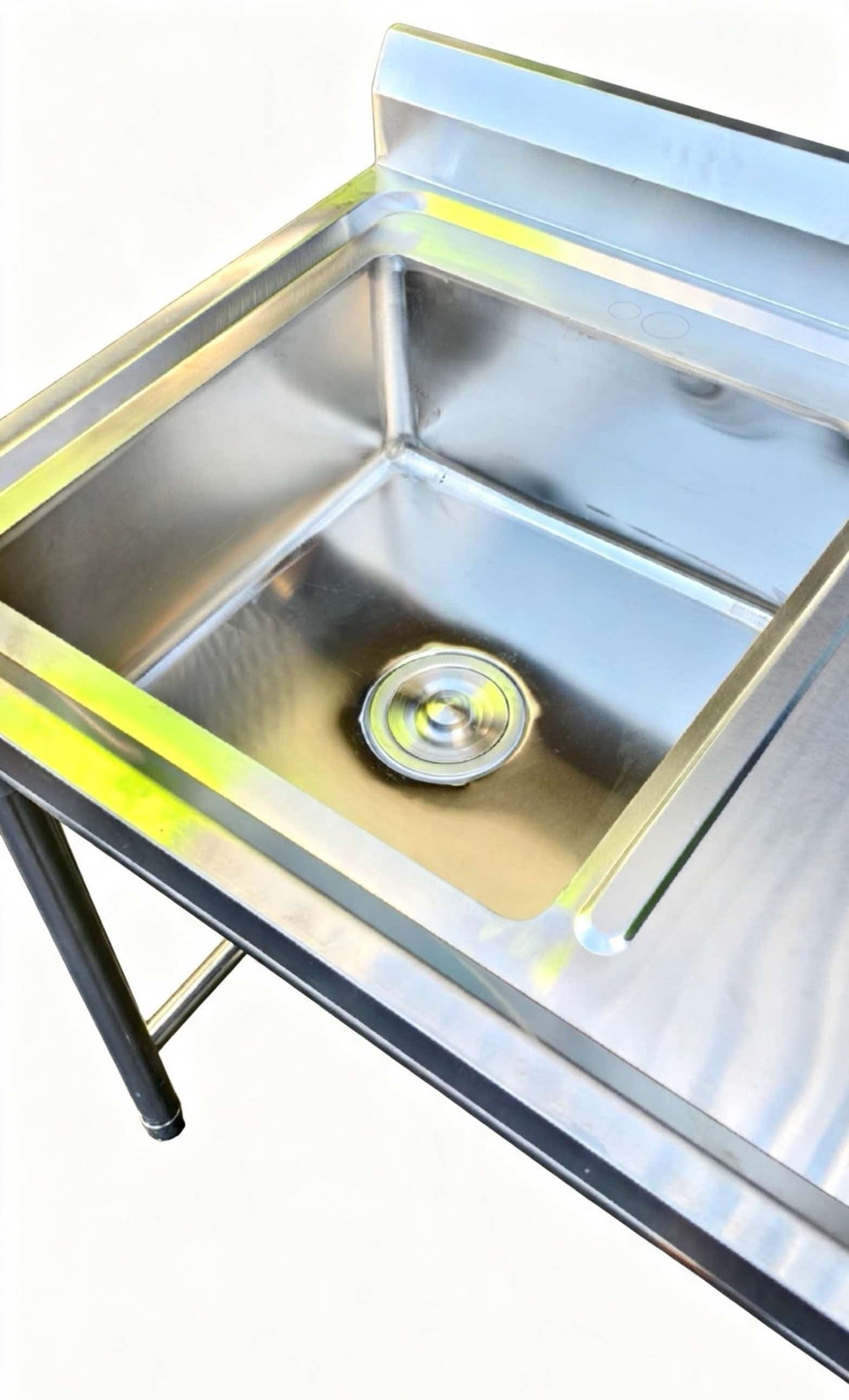 Stainless Steel Bench with Sink — Utility Sink Bench for Laundry or Garage 100L*60W*90cm H