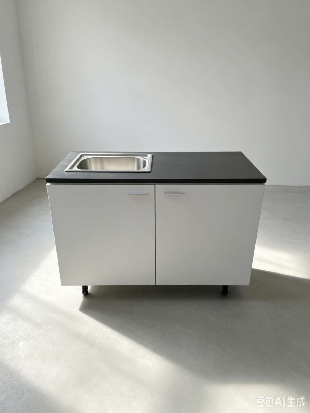 Kitchen Cabinet, Marble Design Top with Sink