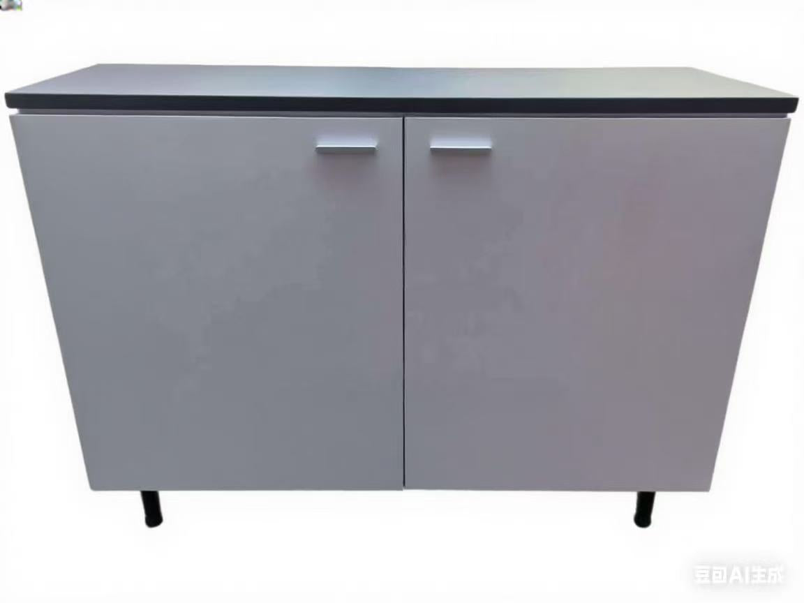 Kitchen cabinet, white matt with black bench top, 100cm - Tmart Living