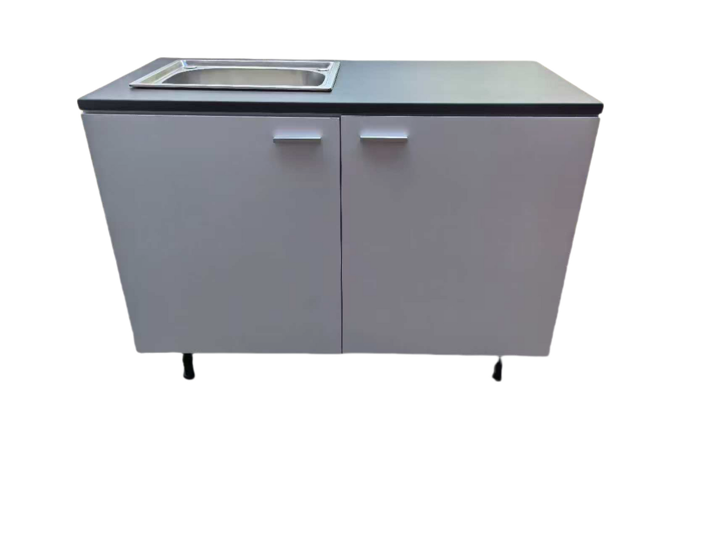 Cabinets with a sink on a white background