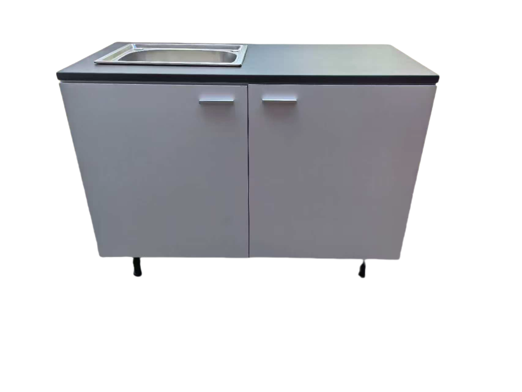 Cabinets with a sink on a white background