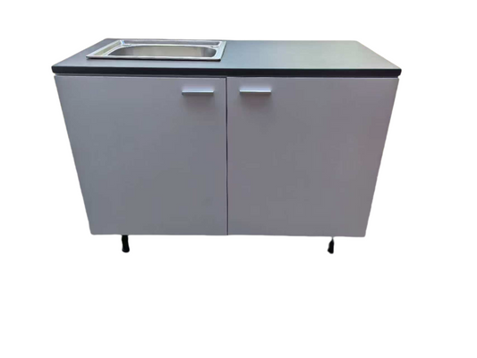 Cabinets with a sink on a white background