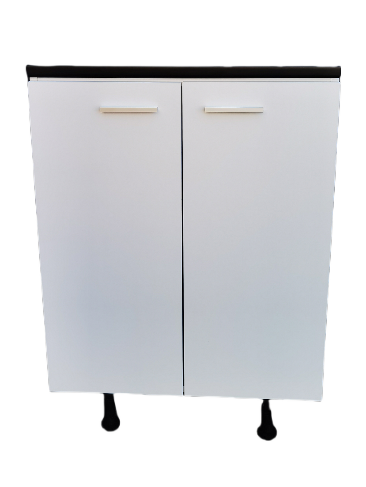 Kitchen cabinet, white matt with black bench top, 60cm - Tmart Living