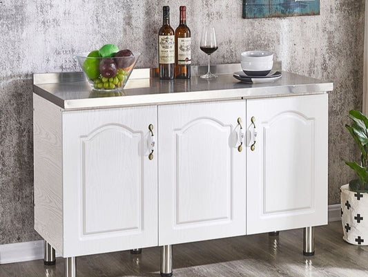 Buffet cabinet, solid wood with stainless steel legs, no sink version - Tmart Living