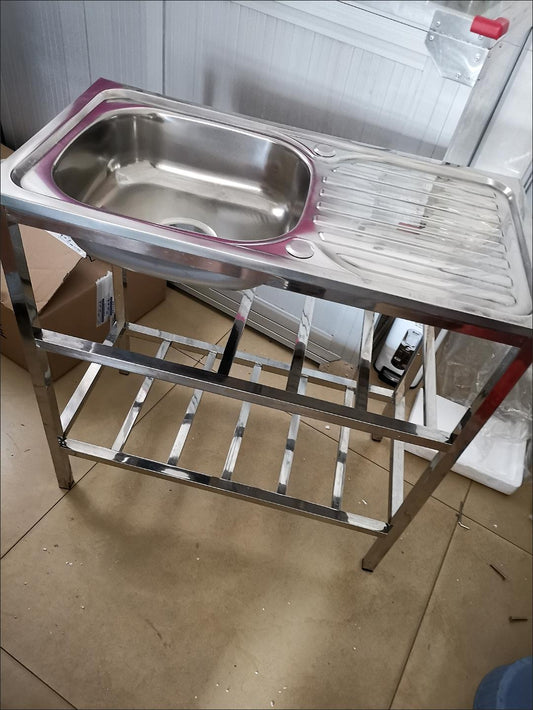 Stainless Steel Bench with Sink — Utility Sink Bench for Laundry or Garage