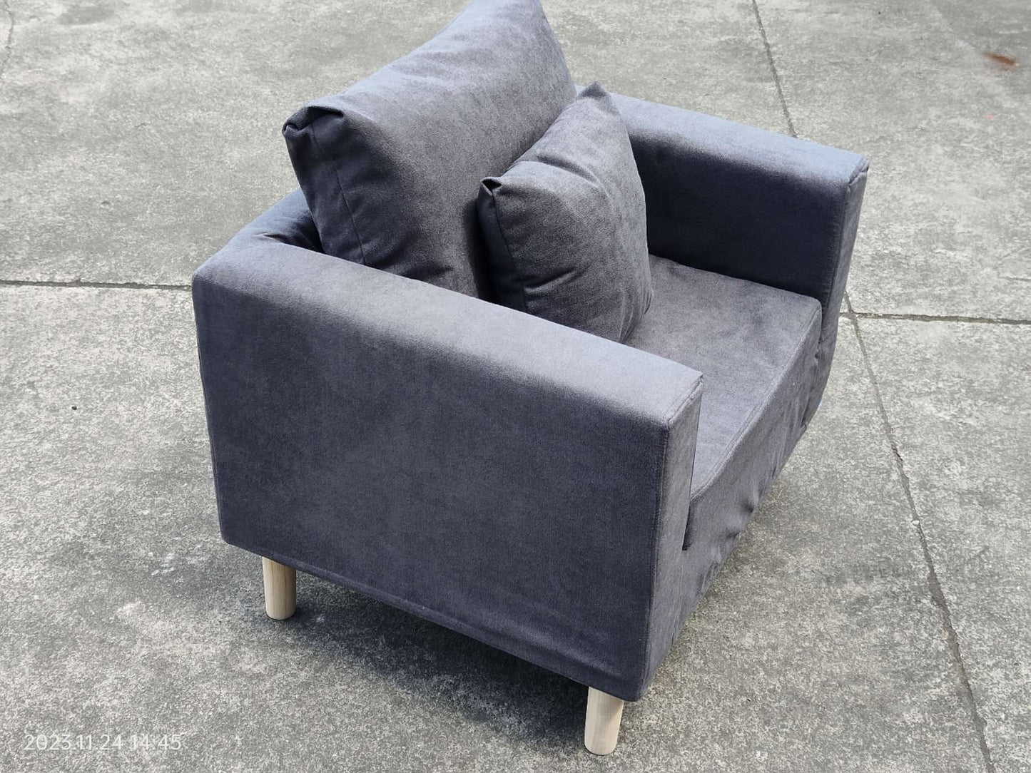 Fabric sofa, dark grey, side view - Tmart Living