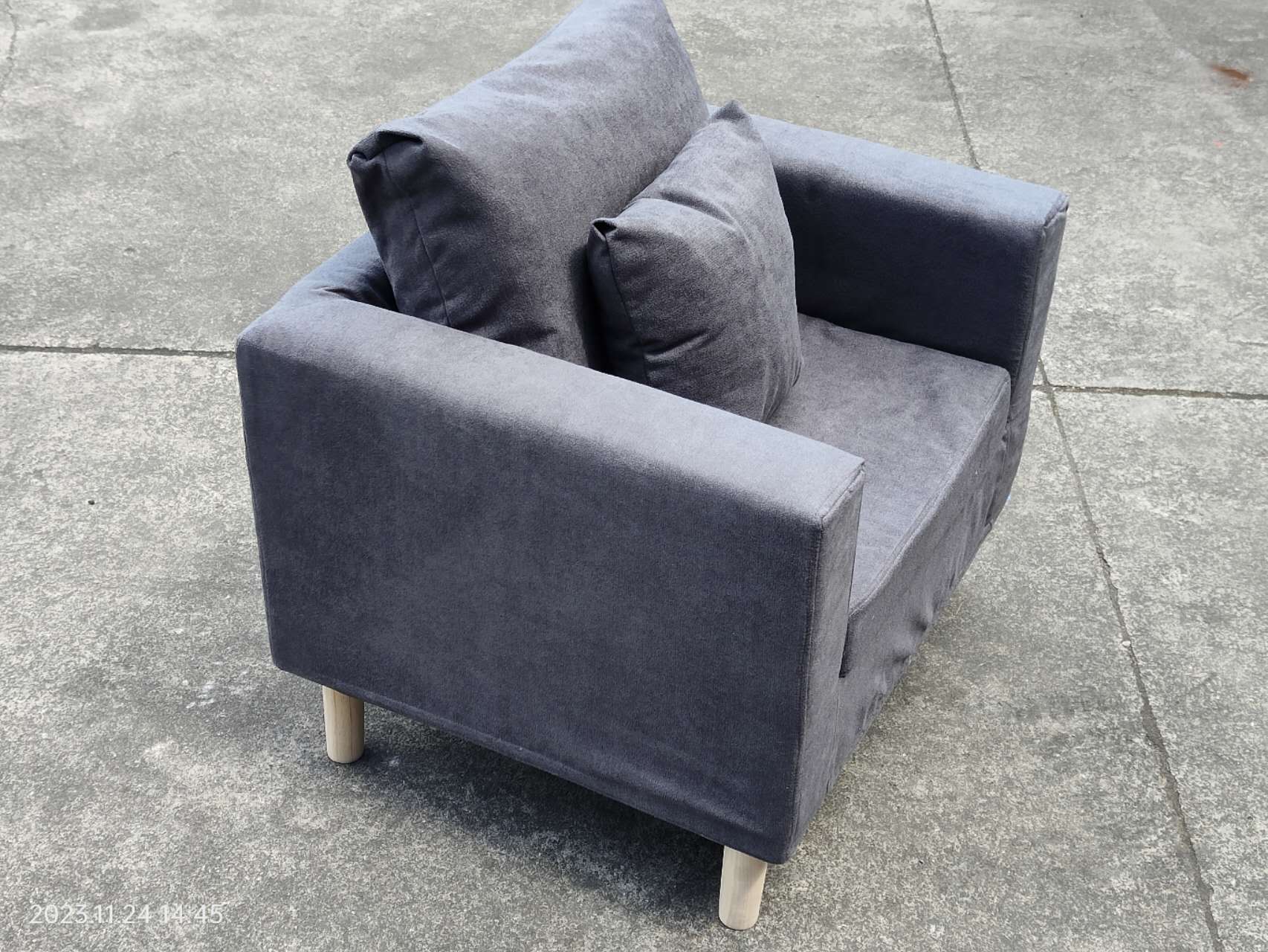 Fabric sofa, dark grey, side view - Tmart Living